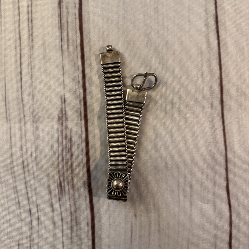 Vintage‎ Navajo Sterling Silver Coil Link Concho Bracelet 925 Southwestern